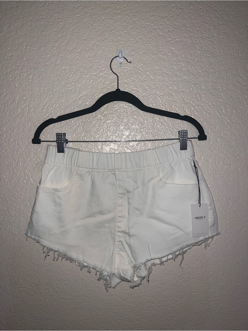 NWT Forever 21 White Distressed Denim Shorts